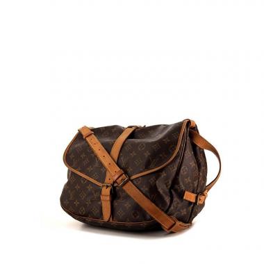 Louis Vuitton Saumur large model shoulder bag in brown monogram canvas and natural leather