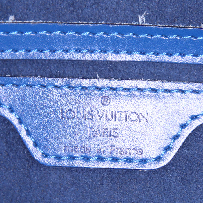 Sac à main Louis Vuitton Soufflot en cuir épi bleu - Detail D3