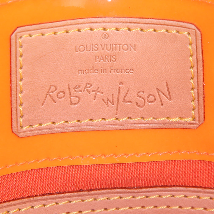 Louis Vuitton Reade small model handbag in orange and pink monogram patent leather and natural leather - Detail D3