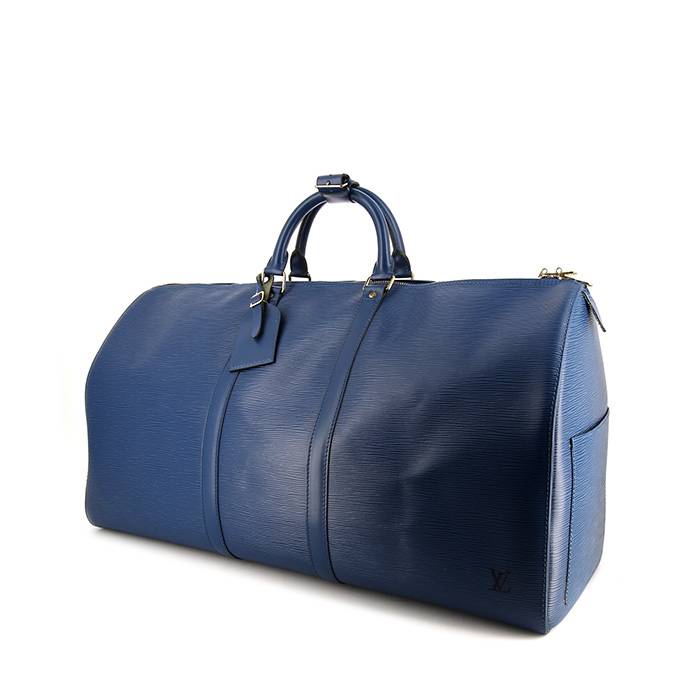 Louis Vuitton Blue Epi Leather Keepall 55 cm Duffle Bag Luggage at