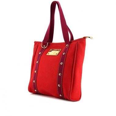 Shopping bag Louis Vuitton Antigua modello medio in tela rossa e malva