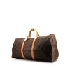 Sac de voyage Louis Vuitton Keepall 60 cm en toile monogram marron et cuir naturel - 00pp thumbnail