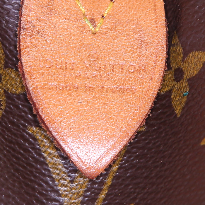 Sac de voyage Louis Vuitton Keepall 60 cm en toile monogram marron et cuir naturel - Detail D3