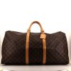 Bolsa de viaje Louis Vuitton  Keepall 60 en lona Monogram marrón y cuero natural - 360 thumbnail