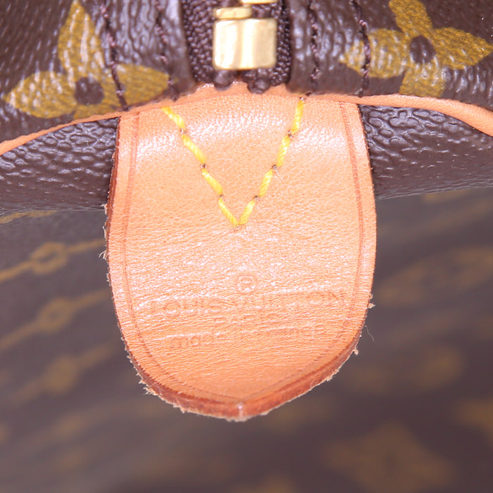 Borsa da viaggio Louis Vuitton  Keepall 60 in tela monogram marrone e pelle naturale - Detail D3