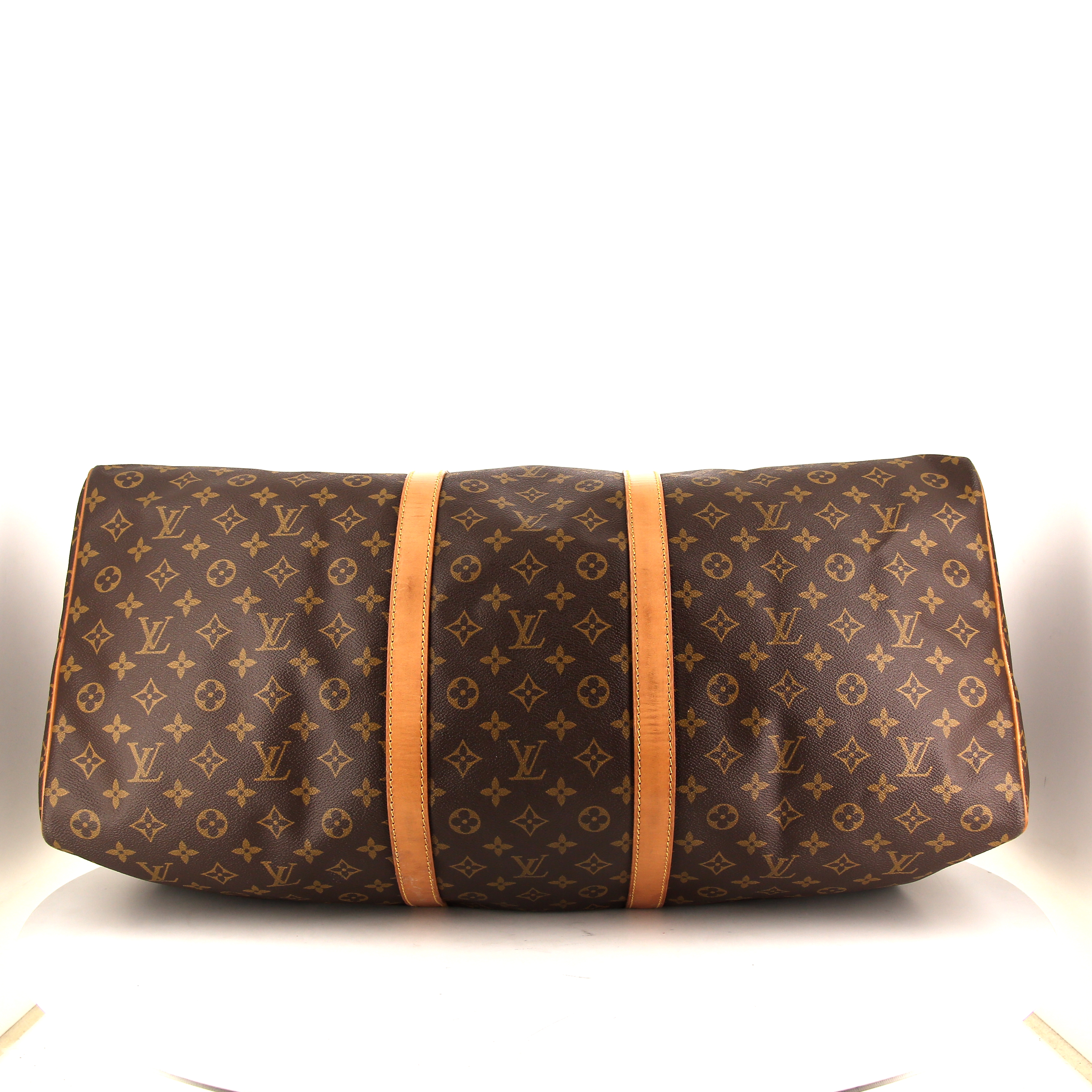 Louis Vuitton  Keepall 60 travel bag  in brown monogram canvas  and natural leather - Detail D4