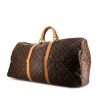 Bolsa de viaje Louis Vuitton  Keepall 60 en lona Monogram marrón y cuero natural - 00pp thumbnail