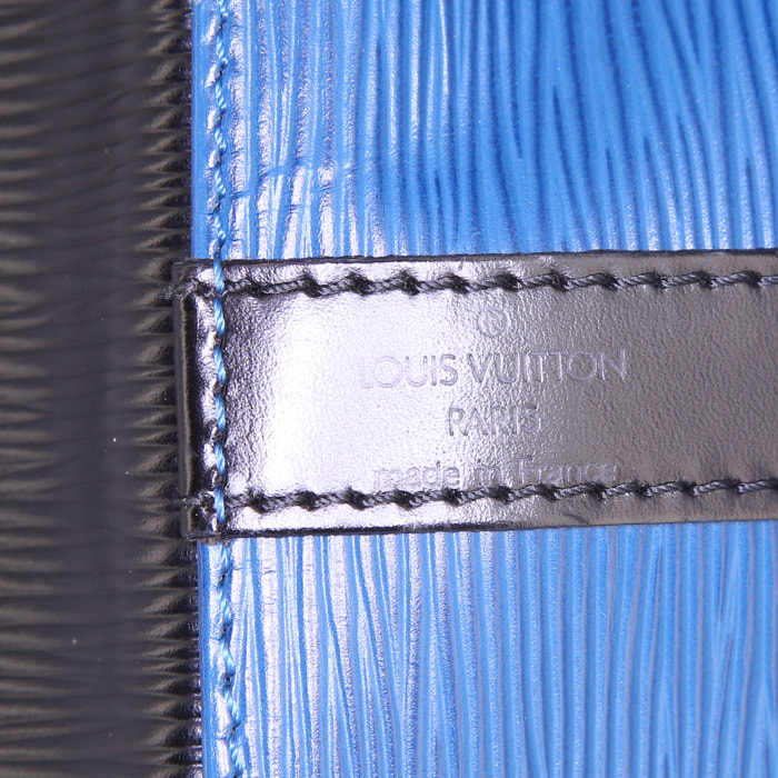 Borsa Louis Vuitton petit Noé modello piccolo in pelle Epi blu e pelle nera - Detail D3