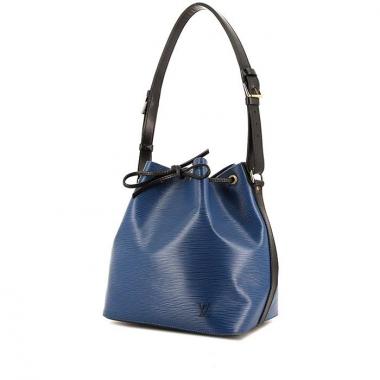 Borsa Louis Vuitton petit Noé modello piccolo in pelle Epi blu e pelle nera