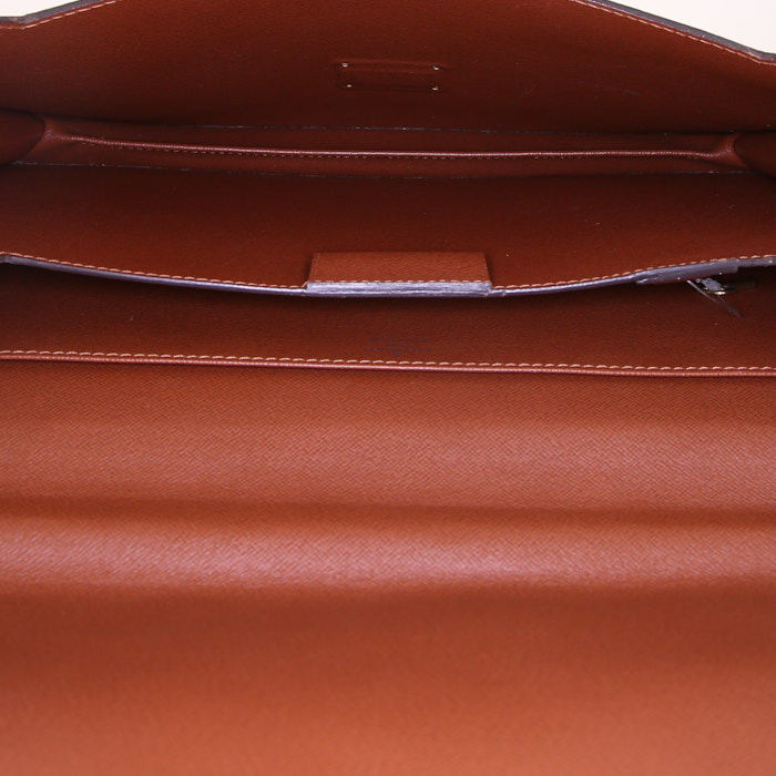 Porta-documentos Louis Vuitton Conseiller en lona Monogram revestida marrón y cuero natural - Detail D2