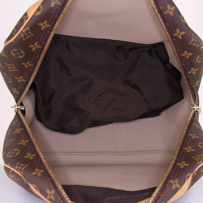 Sac de voyage Louis Vuitton Evasion en toile monogram enduite marron et cuir naturel - Detail D2