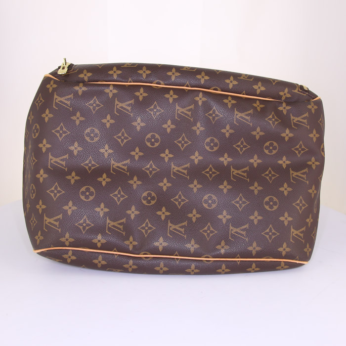 Sac de voyage Louis Vuitton Evasion en toile monogram enduite marron et cuir naturel - Detail D4