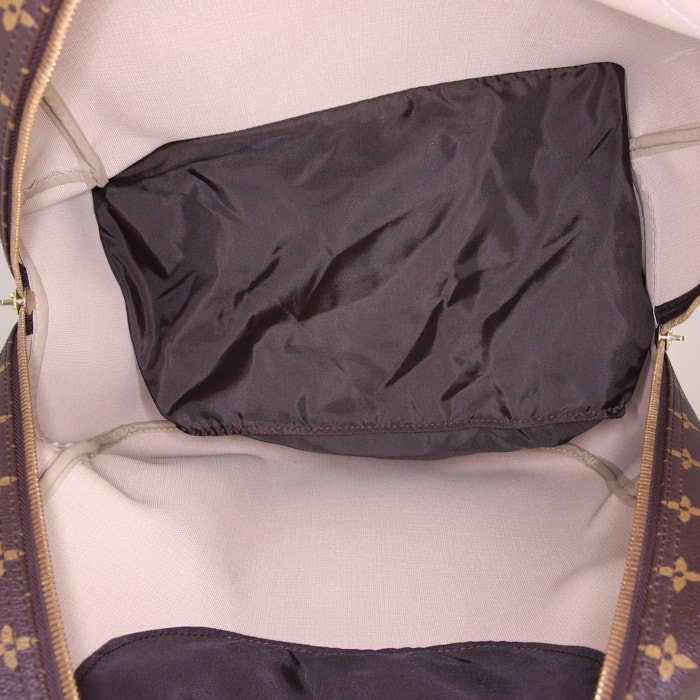 Sac de voyage Louis Vuitton Evasion en toile monogram enduite marron et cuir naturel - Detail D2