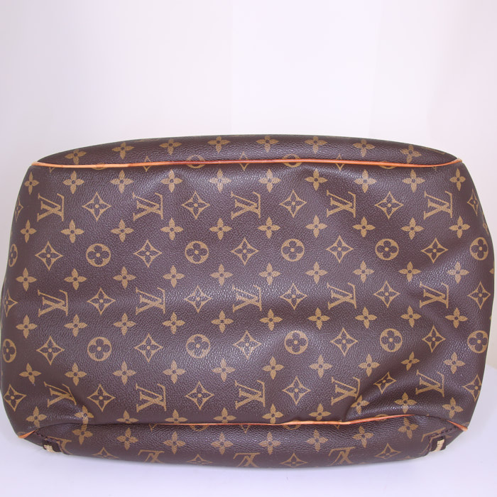 Sac de voyage Louis Vuitton Evasion en toile monogram enduite marron et cuir naturel - Detail D4