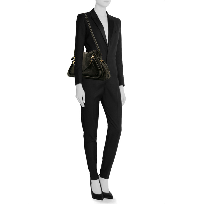 Sac à main Chloé Paraty grand modèle en cuir vert-foncé - Detail D2