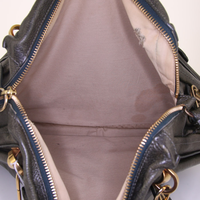 Chloé Paraty large model handbag in dark green leather - Detail D3