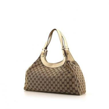 Sac porté épaule ou main Gucci Charmy en toile monogram beige et cuir crème