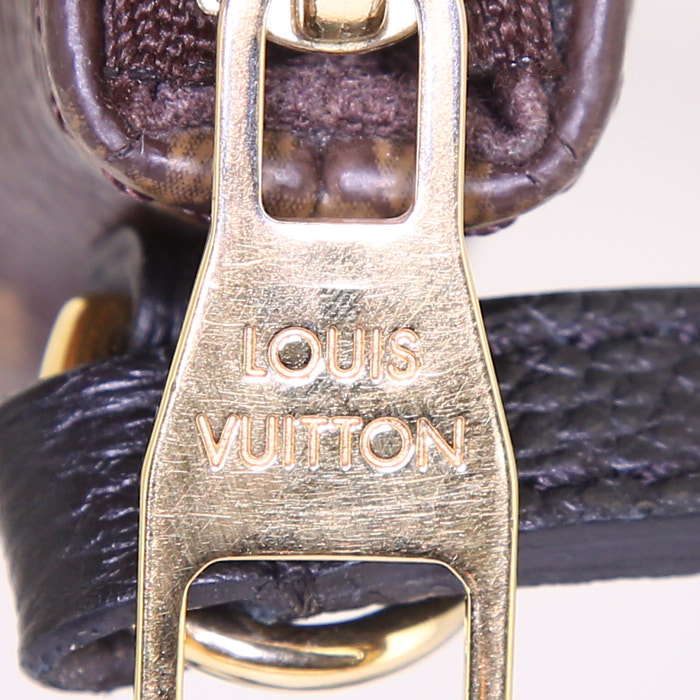 Borsa a tracolla Louis Vuitton Pallas in tela monogram marrone e pelle nera - Detail D3