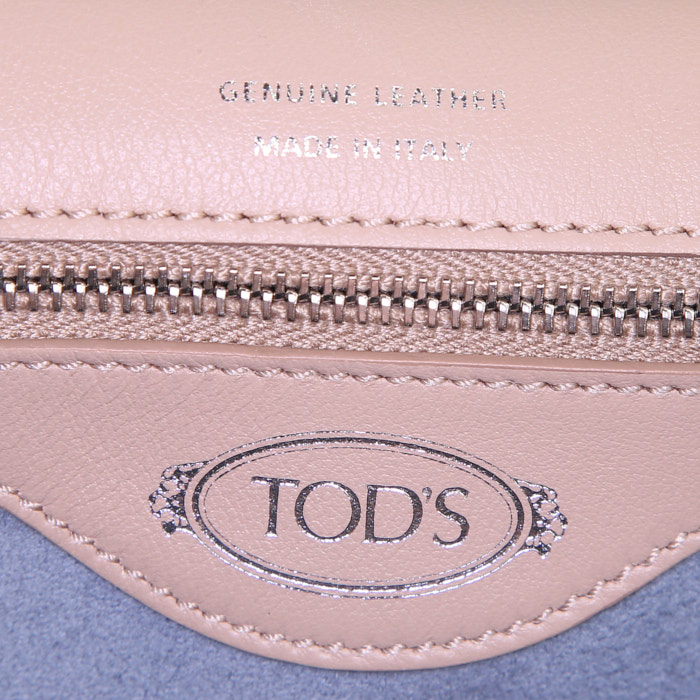 Bolso de mano Tod's Double T modelo grande en cuero beige - Detail D3