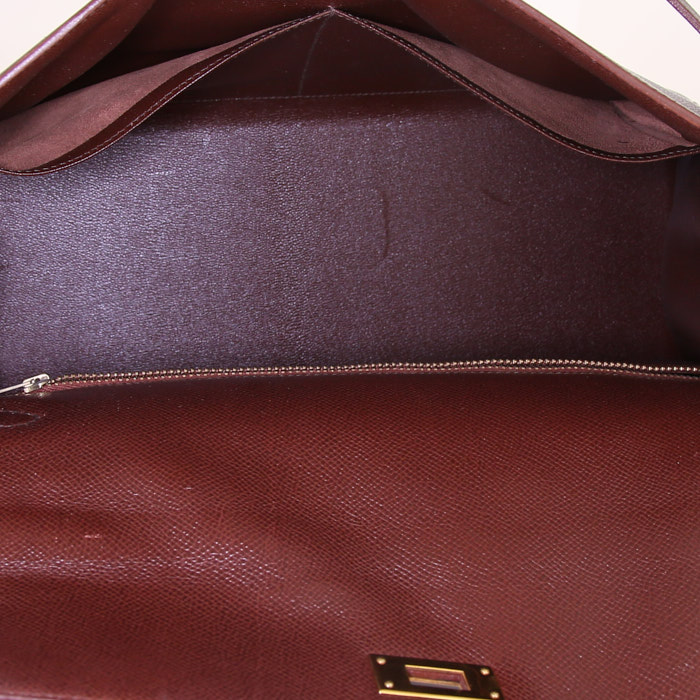 Hermes Kelly 35 cm handbag in brown epsom leather - Detail D3