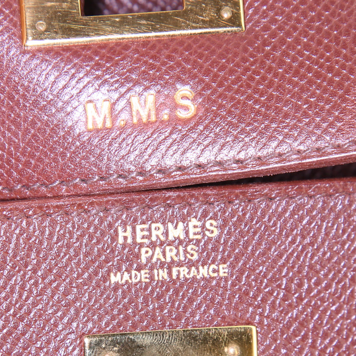Bolso de mano Hermes Kelly 35 cm en cuero epsom marrón - Detail D4
