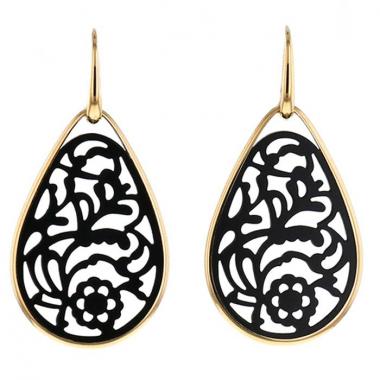 Pendientes Pomellato Victoria en oro amarillo y azabache