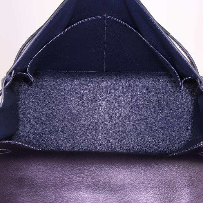 Borsa Hermes Kelly 35 cm in pelle evergrain blu indaco - Detail D3