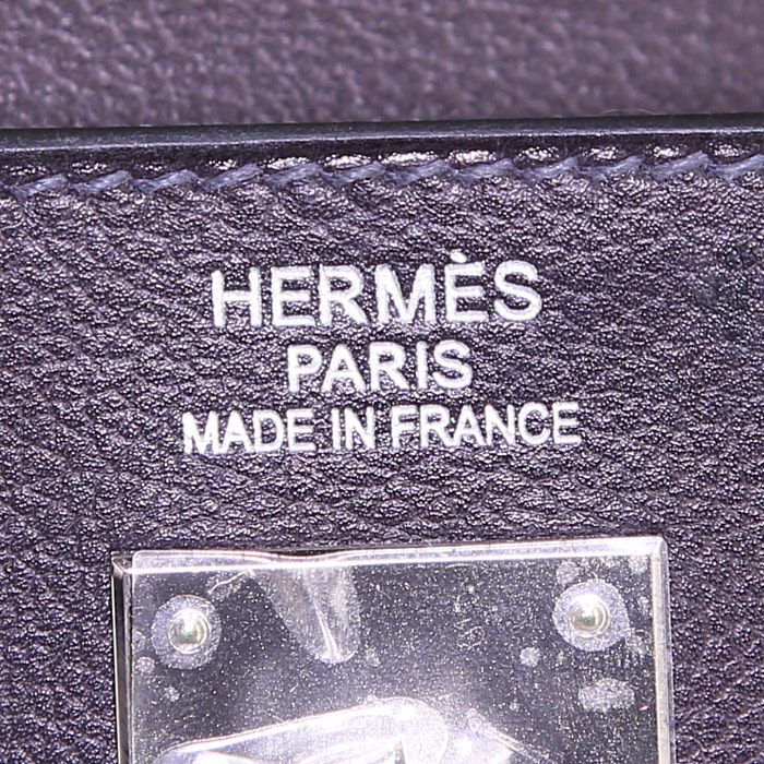 Hermes Kelly 35 cm handbag in indigo blue evergrain leather - Detail D4