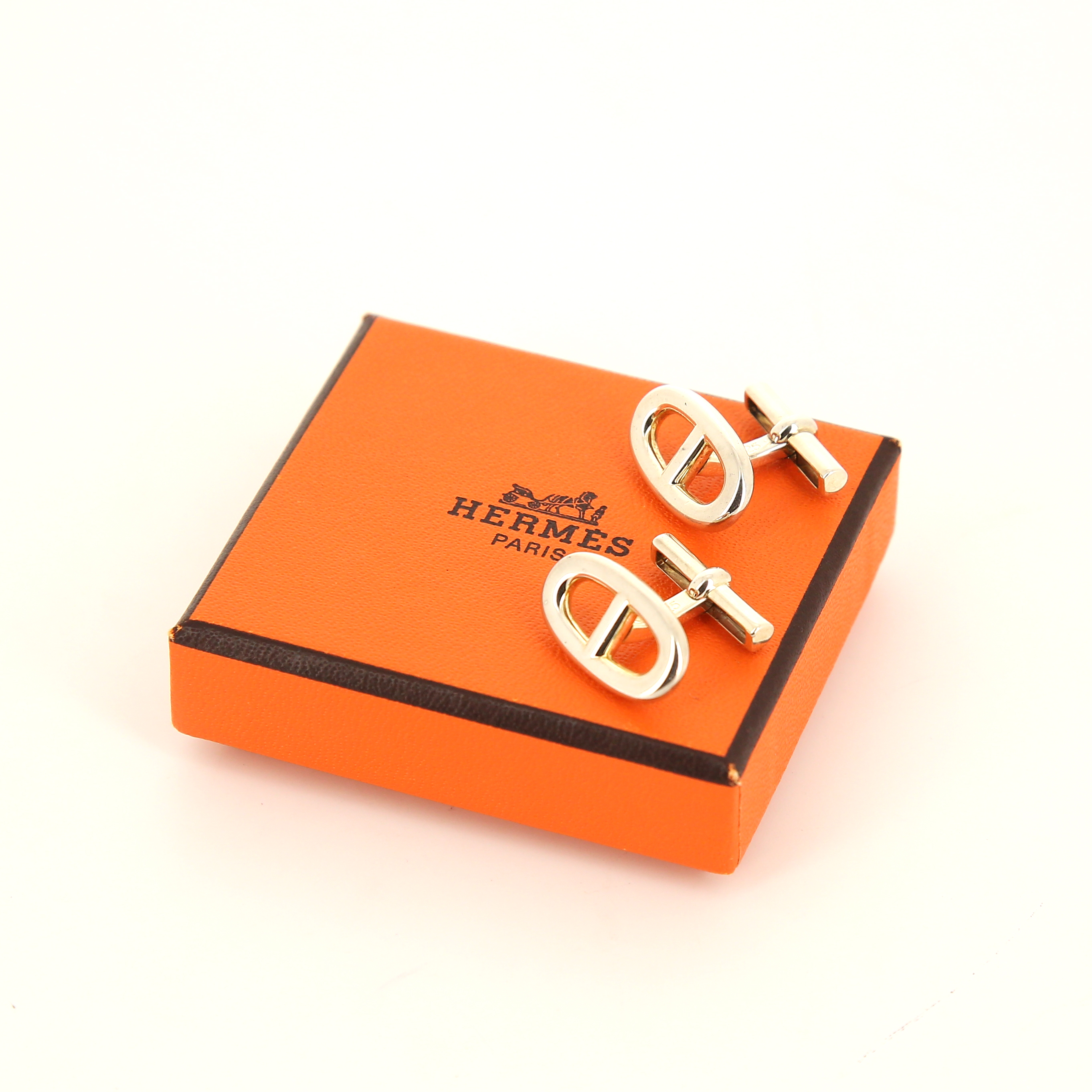 Coppia di gemelli mobile Hermes Chaine d'Ancre in argento - Detail D2