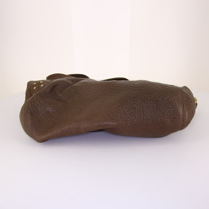 Sac porté épaule ou main Jerome Dreyfuss Billy M en cuir grainé marron - Detail D5