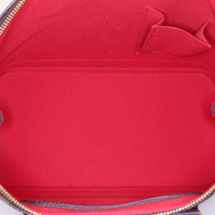 Borsa Louis Vuitton Alma in tela a scacchi marrone e pelle marrone - Detail D3