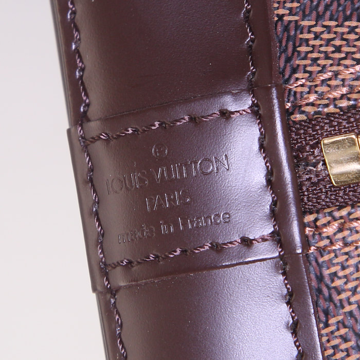 Louis Vuitton Alma handbag in brown damier canvas and brown leather - Detail D4