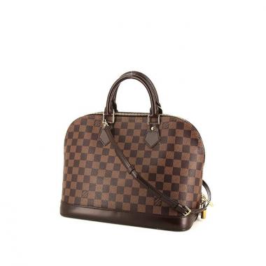 Sac à main Louis Vuitton Alma en toile damier marron et cuir marron