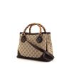 Gucci Bamboo handbag in beige monogram canvas and brown leather - 00pp thumbnail