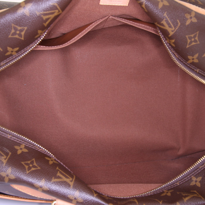 Sac de voyage Louis Vuitton Eole en toile monogram enduite marron et cuir naturel - Detail D3