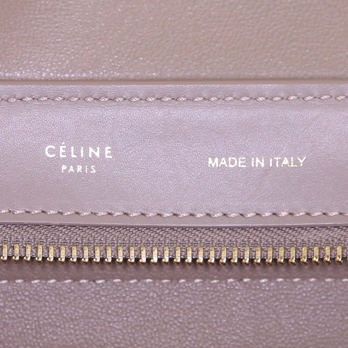 Celine Trapeze medium model handbag in taupe, yellow and white tricolor leather - Detail D4