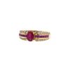Vintage 1990's ring in yellow gold,  ruby and diamonds - 00pp thumbnail