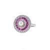 Vintage Art Déco ring in platinium,  diamonds and ruby and in pearl - 00pp thumbnail