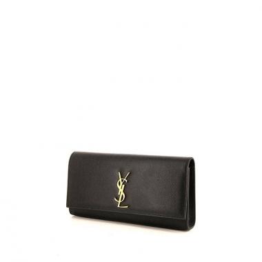 Pochette Saint Laurent Kate en cuir grainé noir