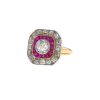 Vintage Art Déco ring in yellow gold,  platinium and ruby and in diamond - 00pp thumbnail