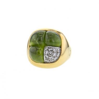 Bague Pomellato Mosaique en or jaune,  diamants et péridots