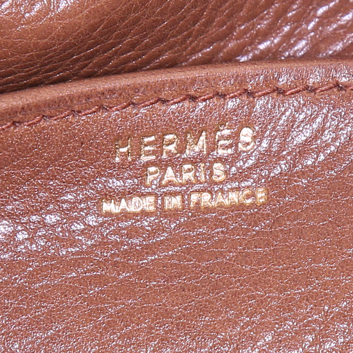 Besace Hermès en cuir veau gras grainé marron - Detail D3