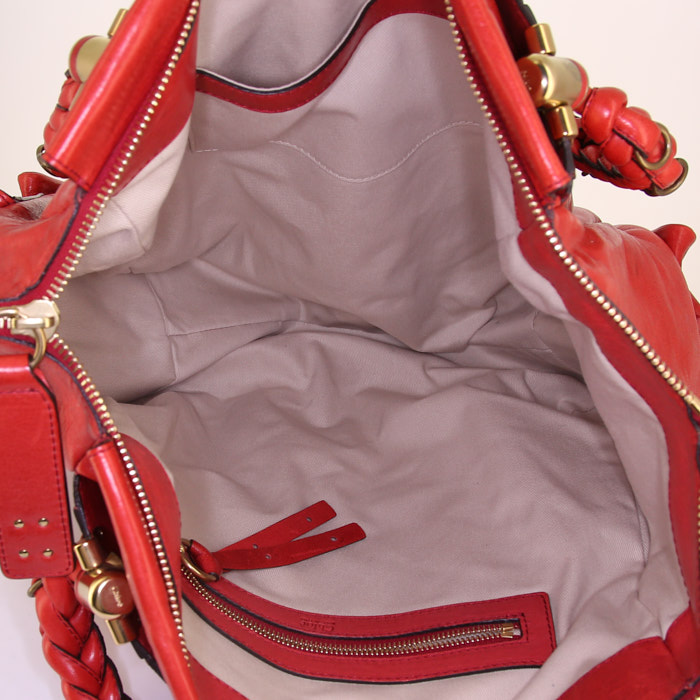 Sac à main Chloé Héloïse grand modèle en cuir rouge - Detail D2