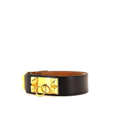 Ceinture Hermes Médor en cuir box noir
