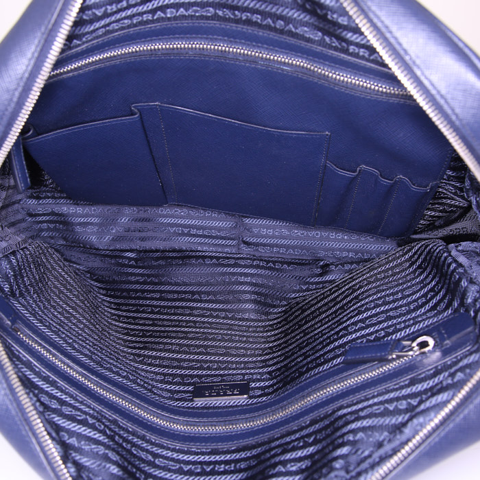Borsa portadocumenti Prada in pelle blu marino - Detail D2