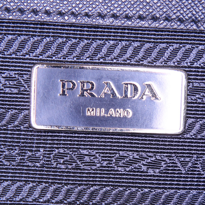 Borsa portadocumenti Prada in pelle blu marino - Detail D3
