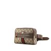 Pochette-ceinture Gucci Ophidia en toile monogram beige et cuir marron - 00pp thumbnail
