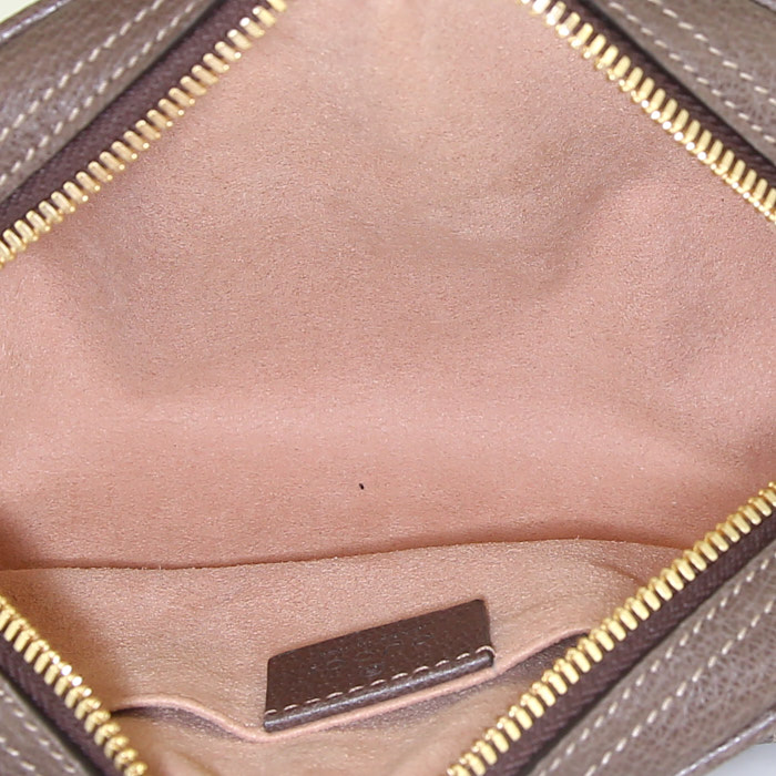 Pochette-cintura Gucci Ophidia in tela monogram beige e pelle marrone - Detail D2
