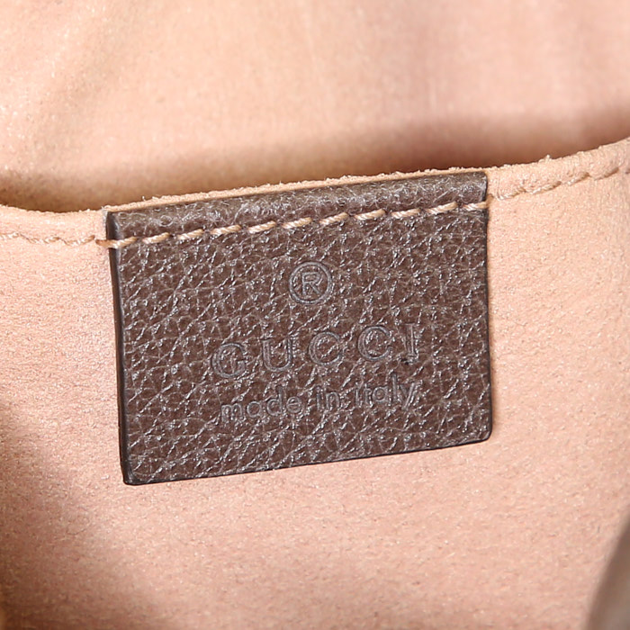 Pochette-ceinture Gucci Ophidia en toile monogram beige et cuir marron - Detail D3