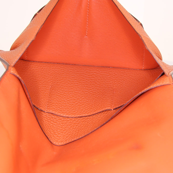 Hermes Dogon - Pocket Hand wallet in orange togo leather - Detail D2
